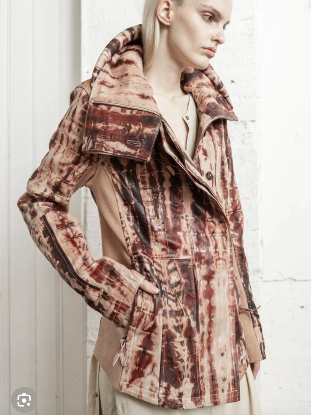 Nicholas K x Free People Revised Leather Brock Jacket- Bronze Tie Dye